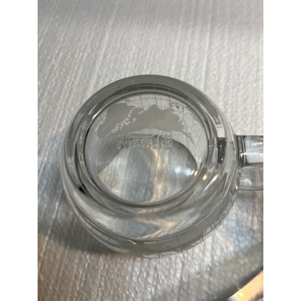 Nestle Globe Creamer Pitcher Bowl Spoon Set Glass World Map Dessert Drinkware - Picture 4 of 4